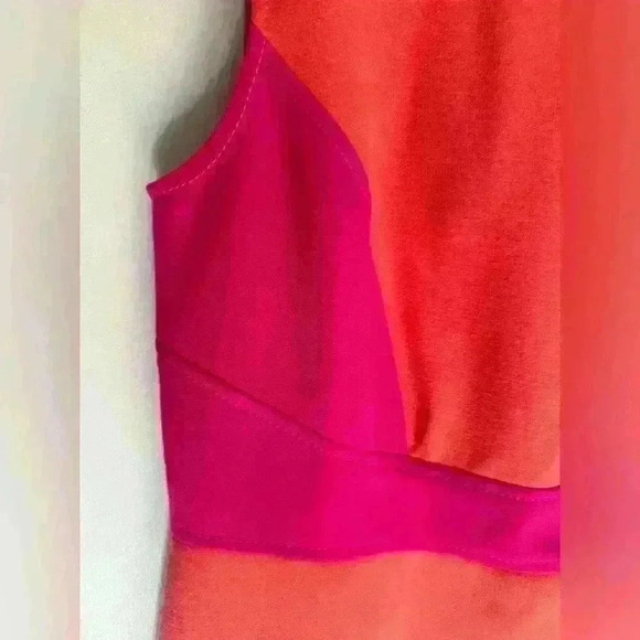 Coral and pink Ann Taylor LOFT dress fitted and stretchy fabric size 4 - Picture 3 of 16
